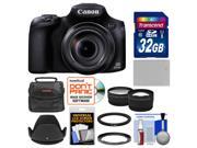 Canon PowerShot SX60 HS Wi Fi Digital Camera with 32GB Card Case Battery Hood Tele Wide Lens Kit