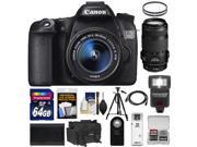 Canon EOS 70D Digital SLR Camera EF S 18 55mm IS STM Lens with 70 300mm IS Lens 64GB Card Battery Case Tripod Flash Accessory Kit