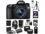 Canon EOS 70D Digital SLR Camera EF S 18 55mm IS STM Lens with 64GB Card Battery Charger Backpack 3 Filters Tripod Tele Wide Lens Kit