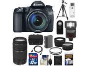 Canon EOS 70D Digital SLR Camera EF S 18 135mm IS STM Lens with 75 300mm III Lens 32GB Card Battery Case Tripod Flash Tele Wide Lens Kit