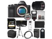 Sony Alpha A7R Digital Camera Body Black with 28 70mm Lens 64GB Card Case Flash Battery Charger Tripod Kit