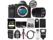 Sony Alpha A7R Digital Camera Body Black with 28 70mm Lens 64GB Card Backpack Flash Battery Charger Flex Tripod Kit