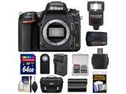 Nikon D750 Digital SLR Camera Body with 64GB Card Battery Charger Case GPS Adapter Flash Kit