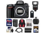 Nikon D750 Digital SLR Camera Body with 64GB Card Battery Charger Backpack Flash Kit