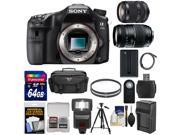 Sony Alpha A77 II Wi Fi Digital SLR Camera Body with 18 135mm 70 300mm Lens 64GB Card Battery Charger Case Tripod Flash Kit