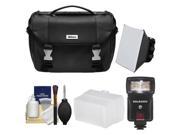 Nikon Deluxe Digital SLR Camera Case Gadget Bag with LED Video Light Flash Soft Box Diffuser Kit