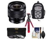 Sony Alpha E Mount 10 18mm f 4.0 OSS Wide angle Zoom Lens with Backpack 3 Filters Tripod Kit