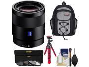 Sony Alpha E Mount Sonnar T* FE 55mm f 1.8 ZA Lens with Backpack 3 Filters Flex Tripod Kit