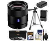 Sony Alpha E Mount Sonnar T* FE 55mm f 1.8 ZA Lens with 3 Filters Tripod NP FW50 Battery Charger Kit