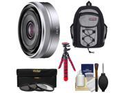 Sony Alpha E Mount E 16mm f 2.8 Lens with Backpack 3 Filters Flex Tripod Kit