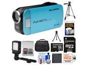 Bell Howell Slice2 DV7HD 1080p HD Slim Video Camera Camcorder Blue with 32GB Card Battery Case Tripods LED Light Kit