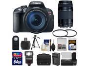 Canon EOS Rebel T5i Digital SLR Camera EF S 18 135mm IS STM 75 300mm III Lens with 64GB Card Flash Grip Battery Charger Tripod Case Kit