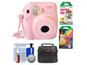 Fujifilm Instax Mini 8 Instant Film Camera Pink with Instant Film Rainbow Film Case Cleaning Kit