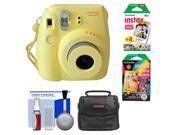 Fujifilm Instax Mini 8 Instant Film Camera Yellow with Instant Film Rainbow Film Case Cleaning Kit
