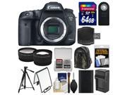 Canon EOS 7D Mark II GPS Digital SLR Camera Body with 64GB Card Backpack Battery Charger Tripod Remote Tele Wide Lens Kit