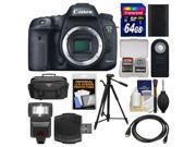 Canon EOS 7D Mark II GPS Digital SLR Camera Body with 64GB Card Case Flash Battery Tripod Remote Kit