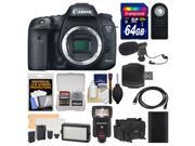 Canon EOS 7D Mark II GPS Digital SLR Camera Body with 64GB Card Case Flash Battery Remote Video Light Microphone Kit