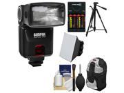 Sunpak DigiFlash 3000 Electronic Flash Unit for Nikon iTTL with Backpack Batteries Charger Tripod Soft Box Kit