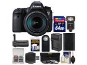 Canon EOS 6D Digital SLR Camera Body EF 24 105mm IS STM Lens with 64GB Card Flash Battery Charger Grip 3 Filters Kit