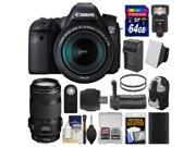 Canon EOS 6D Digital SLR Camera Body EF 24 105mm IS STM Lens with 70 300mm IS Lens 64GB Card Backpack Flash Battery Charger Grip Kit