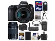 Canon EOS 6D Digital SLR Camera Body EF 24 105mm IS STM Lens with 75 300mm III Lens 64GB Card Case Battery Charger Grip Tripod Filters Kit