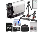 Sony Action Cam HDR AS200V Wi Fi HD Video Camera Camcorder with 32GB Card 2 Helmet Flat Surface Mounts Battery Case Tripod Kit