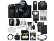 Sony Alpha A7 Digital Camera 28 70mm FE OSS Lens Black with FE 70 200mm OSS Lens 64GB Card Battery Charger Case Flash Filters Kit