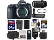 Canon EOS 6D Digital SLR Camera Body with EF 70 300mm IS USM Lens 64GB Card Battery Charger Case Flash Grip Kit