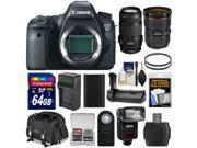 Canon EOS 6D Digital SLR Camera Body with 24 70mm f 2.8 L II 70 300mm IS Lenses 64GB Card Case Flash Grip Kit