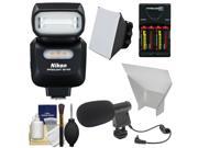 Nikon SB 500 AF Speedlight Flash LED Video Light with Microphone Batteries Charger Softbox Reflector Kit