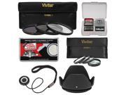 Vivitar 3 Piece Multi Coated HD Filter Set 77mm UV CPL ND8 4 Macro Filter Set Lens Hood Accessory Kit