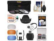 55mm Essentials Bundle with 3 UV CPL ND8 Filters Lens Hood 4 Pop Up Flash Diffusers Card Reader Kit