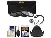 Vivitar 3 Piece Multi Coated HD Filter Set 49mm UV CPL ND8 with Hood Accessory Kit