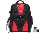 Precision Design Multi Use Laptop Tablet Digital SLR Camera Backpack Case Black Red with Cleaning Kit for Canon EOS 60D 6D 7D 5D Mark II III Rebel T3 T3i