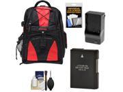 Precision Design Multi Use Laptop Tablet Digital SLR Camera Backpack Case Black Red with EN EL14 Battery Charger Accessory Kit
