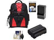 Precision Design Multi Use Laptop Tablet Digital SLR Camera Backpack Case Black Red with EN EL15 Battery Charger Accessory Kit