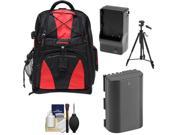 Precision Design Multi Use Laptop Tablet Digital SLR Camera Backpack Case Black Red with LP E6 Battery Charger Tripod Accessory Kit