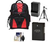 Precision Design Multi Use Laptop Tablet Digital SLR Camera Backpack Case Black Red with EN EL14 Battery Charger Tripod Accessory Kit