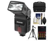 Precision Design DSLR300 High Power Auto Flash with Case Tripod 4 Batteries Charger Accessory Kit