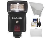 Precision Design DSLR400V High Power Auto Flash with LED Video Light with Diffuser Bounce Reflector Accessory Kit