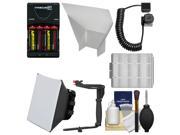 Essentials Bundle for Canon Speedlite 320EX 430EX II 600EX RT Flash with 4 AA Batteries Charger Bracket Soft Box Diffuser Reflector Kit