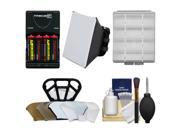 Essentials Bundle for Sony Alpha HVL F43M HVL F60M Flash with 4 AA Batteries Charger Soft Box Diffuser Diffuser Bouncer Accessory Kit