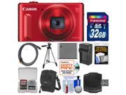 Canon PowerShot SX610 HS Wi Fi Digital Camera Red with 32GB Card Case Battery Charger Tripod HDMI Cable Kit