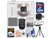 Canon PowerShot SX610 HS Wi Fi Digital Camera White with 32GB Card Case Battery Flex Tripod Strap Kit