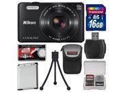 Nikon Coolpix S7000 Wi Fi Digital Camera Black with 16GB Card Case Battery Flex Tripod Kit