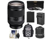 Sony Alpha E Mount FE 24 240mm f 3.5 6.3 OSS Zoom Lens with 3 UV CPL ND8 Filters Battery Charger Backpack Pouch Kit