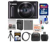Canon PowerShot SX610 HS Wi Fi Digital Camera Black with 32GB Card Case Battery Charger Flex Tripod HDMI Cable Kit