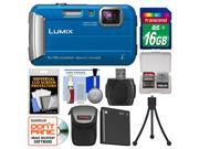 Panasonic Lumix DMC TS30 Tough Shock Waterproof Digital Camera Blue with 16GB Card Case Battery Flex Tripod Kit