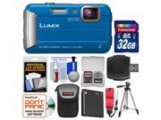 Panasonic Lumix DMC TS30 Tough Shock Waterproof Digital Camera Blue with 32GB Card Case Battery Tripod Float Strap Kit