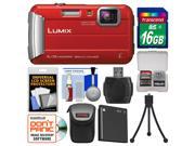 Panasonic Lumix DMC TS30 Tough Shock Waterproof Digital Camera Red with 16GB Card Case Battery Flex Tripod Kit
